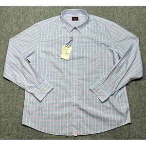 UNTUCKit Colmillos WF Shirt Mens 2XL Reg Fit Blue Pink Long Sleeve Button Up New
